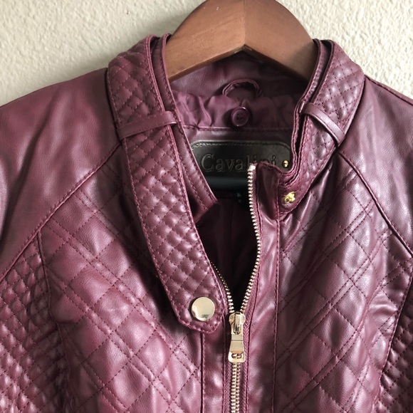 Maroon Faux Leather Jacket - Picture 2 of 3